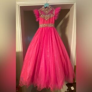 Girls pink pageant dress